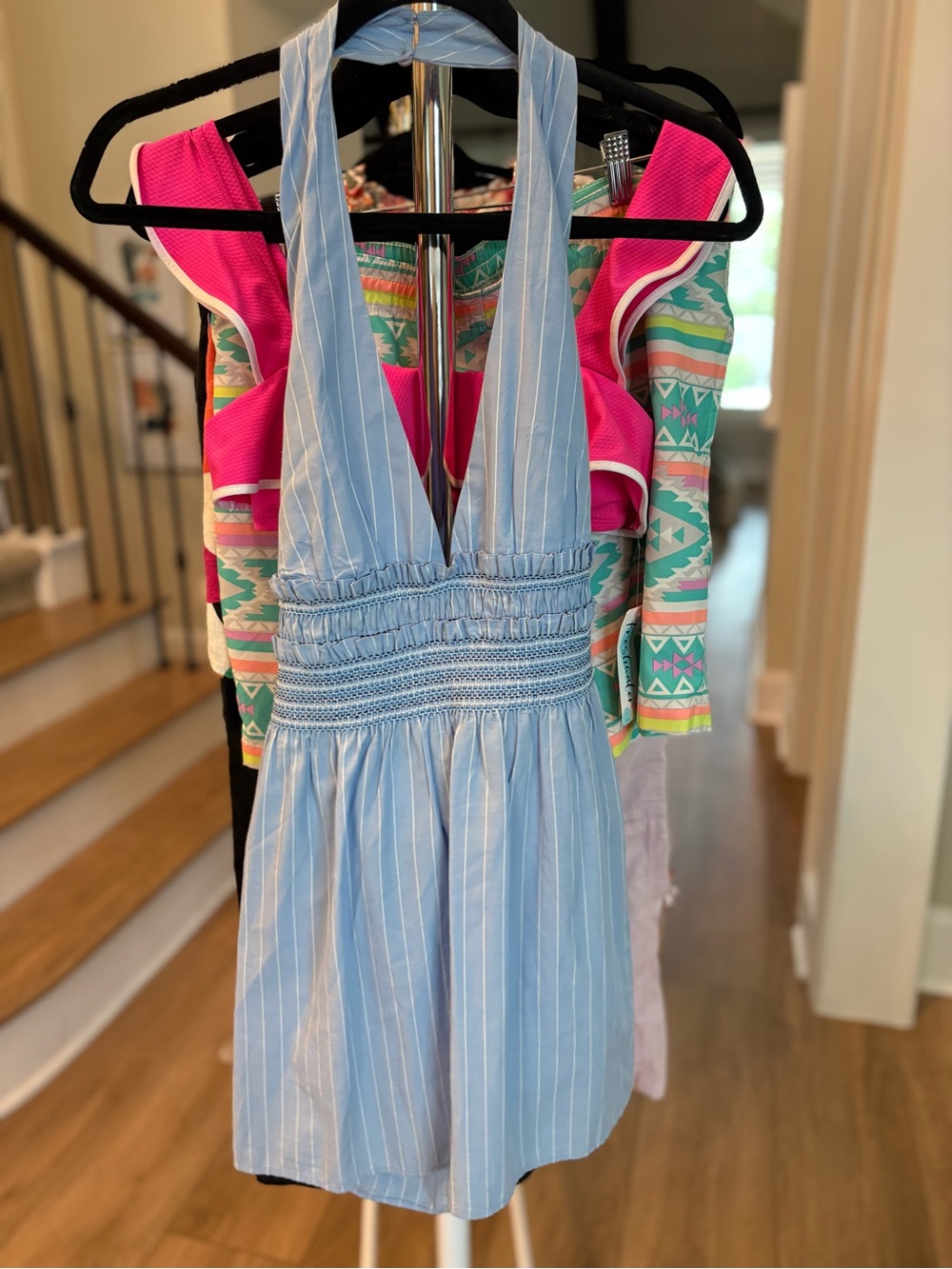 Zara Blue Striped Mini Dress